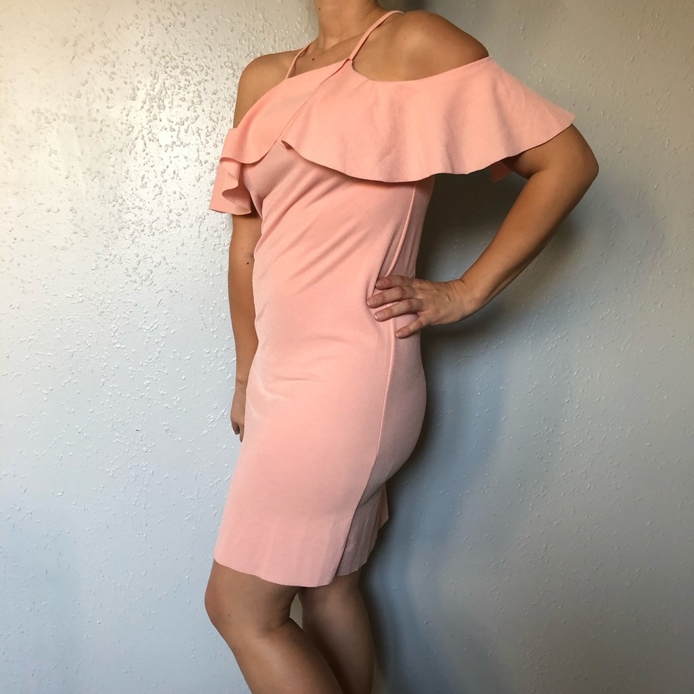 Cold Shoulder Girly Pink Dress